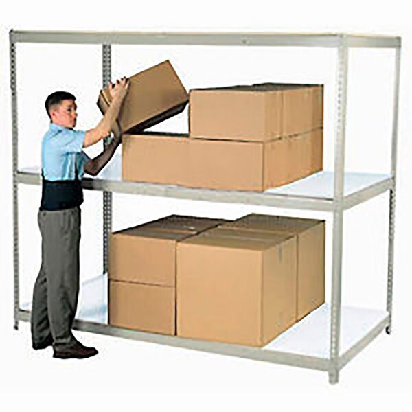 Wide Span Rack 96x48x84 3 Shelves Deck 1100 lb. Cap Per Level Gray